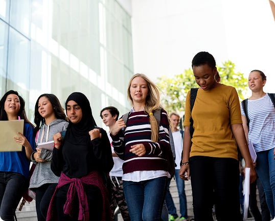 Students walking on campus